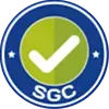 Icono redondo con una marca de verificación blanca en el centro y las siglas SGC en la parte inferior.
